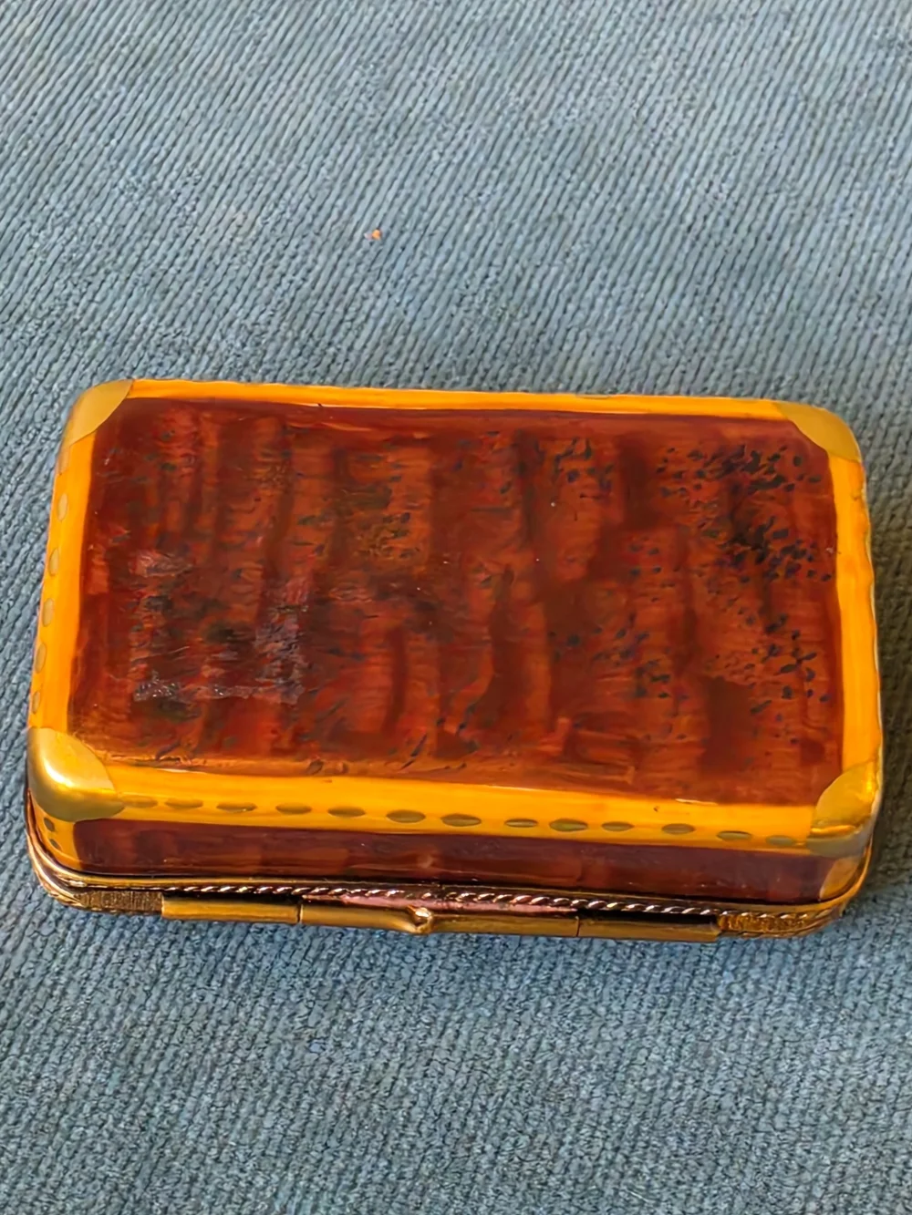 Limoges France Hand Painted Porcelain Suitcase Trunk Trinket Box